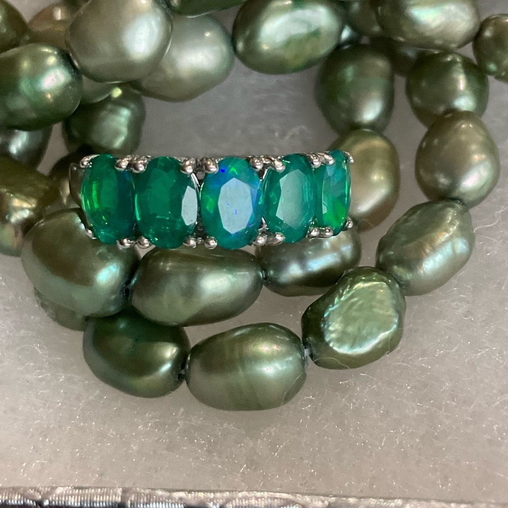 Genuine Ethiopian OPAL STERLING Silver Ring SIZE 6.5 - Picture 9 of 12